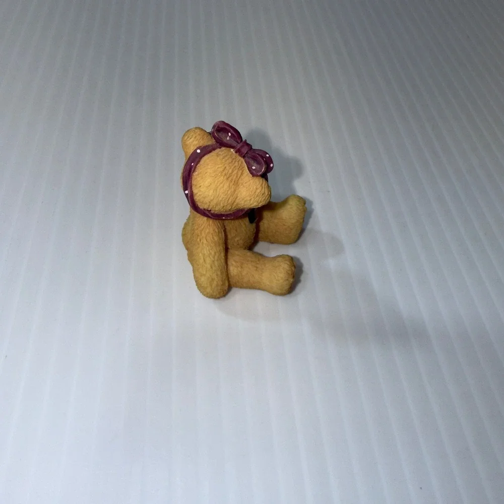 Enesco‎ Cherished Teddies February Figurine 1996 Tan Purple Excellent 239747
